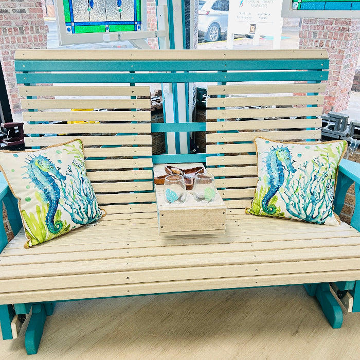 Poly Outdoor Furniture Roll Back Console Glider Sunshine & Sweet Peas Coastal Decor