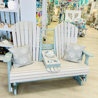 Poly Outdoor Furniture Fan Back Console Glider Sunshine & Sweet Peas Coastal Decor