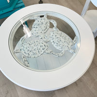 Coastal Round Tables w/ 3D Accents and Glass Tops
