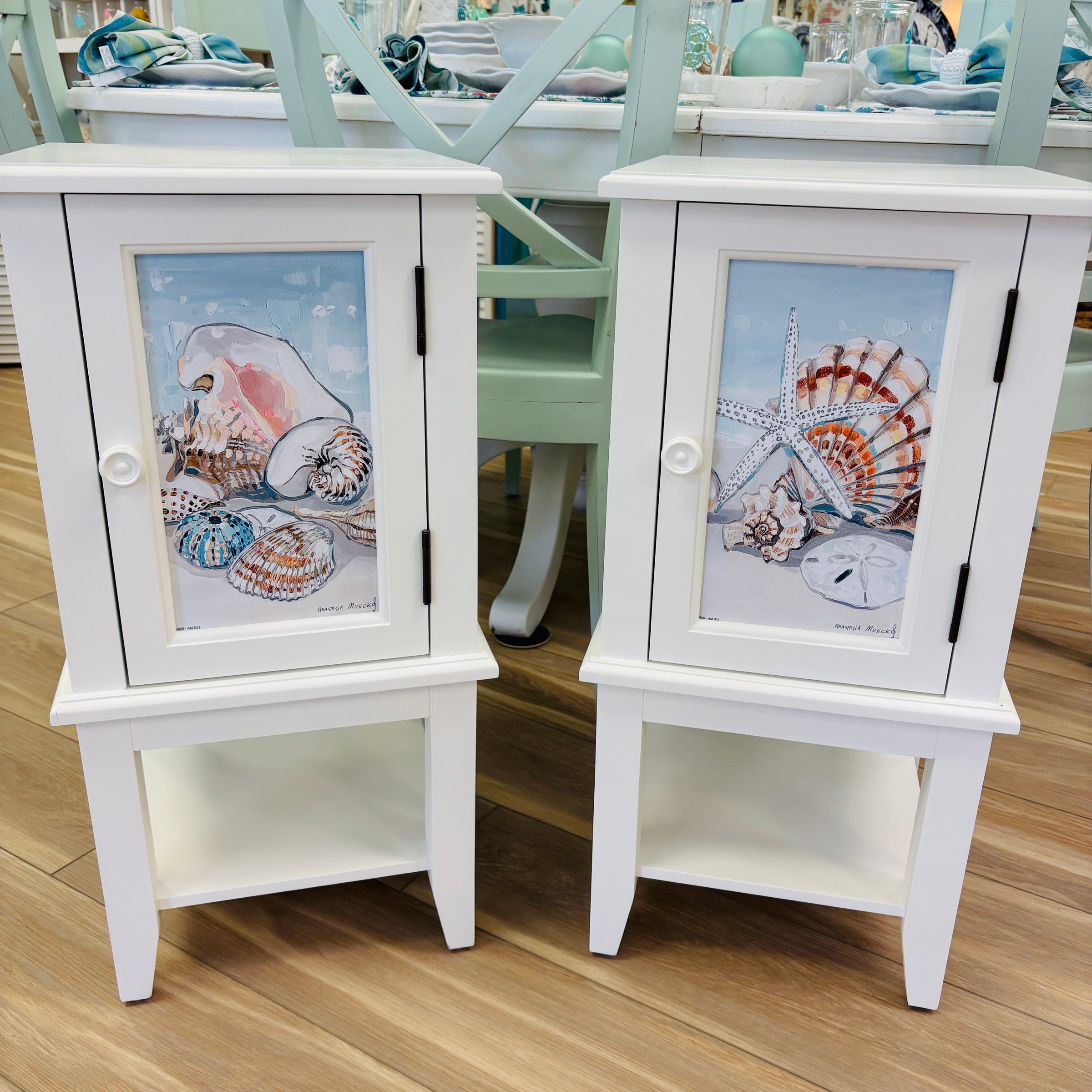 Coastal Accent Table/Cabinet w/ Anastasia Musick Art