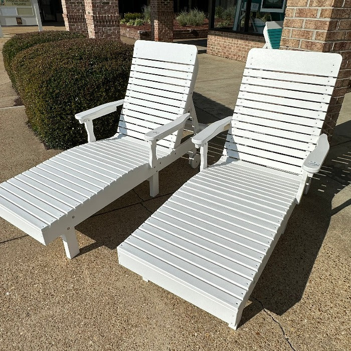 White Poly Outdoor Furniture Chaise Lounge Chair - Sunshine & Sweet Pea's Coastal Decor