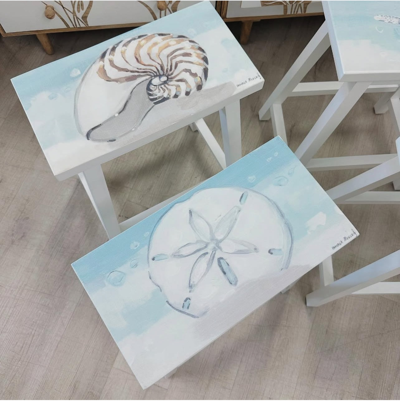 Coastal 24" Counter Stools w/ Anastasia Musick Artwork