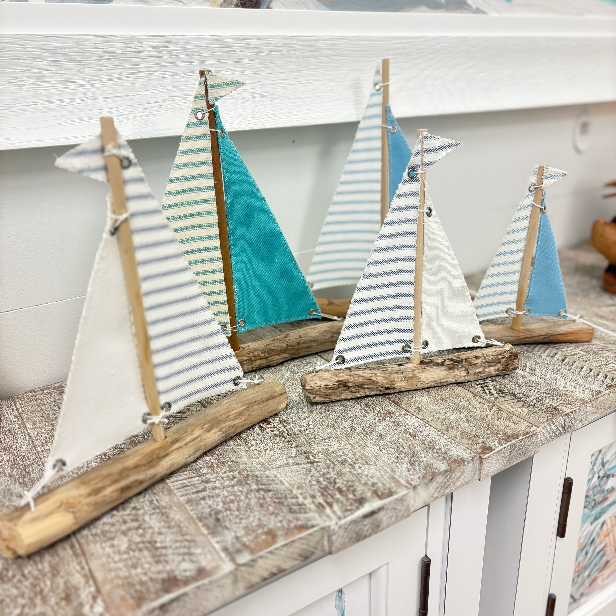 Assorted Driftwood Sailboats