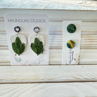 Banana & Monstera Leaf Tropical Inspired Dangle & Stud Polymer Clay Earrings