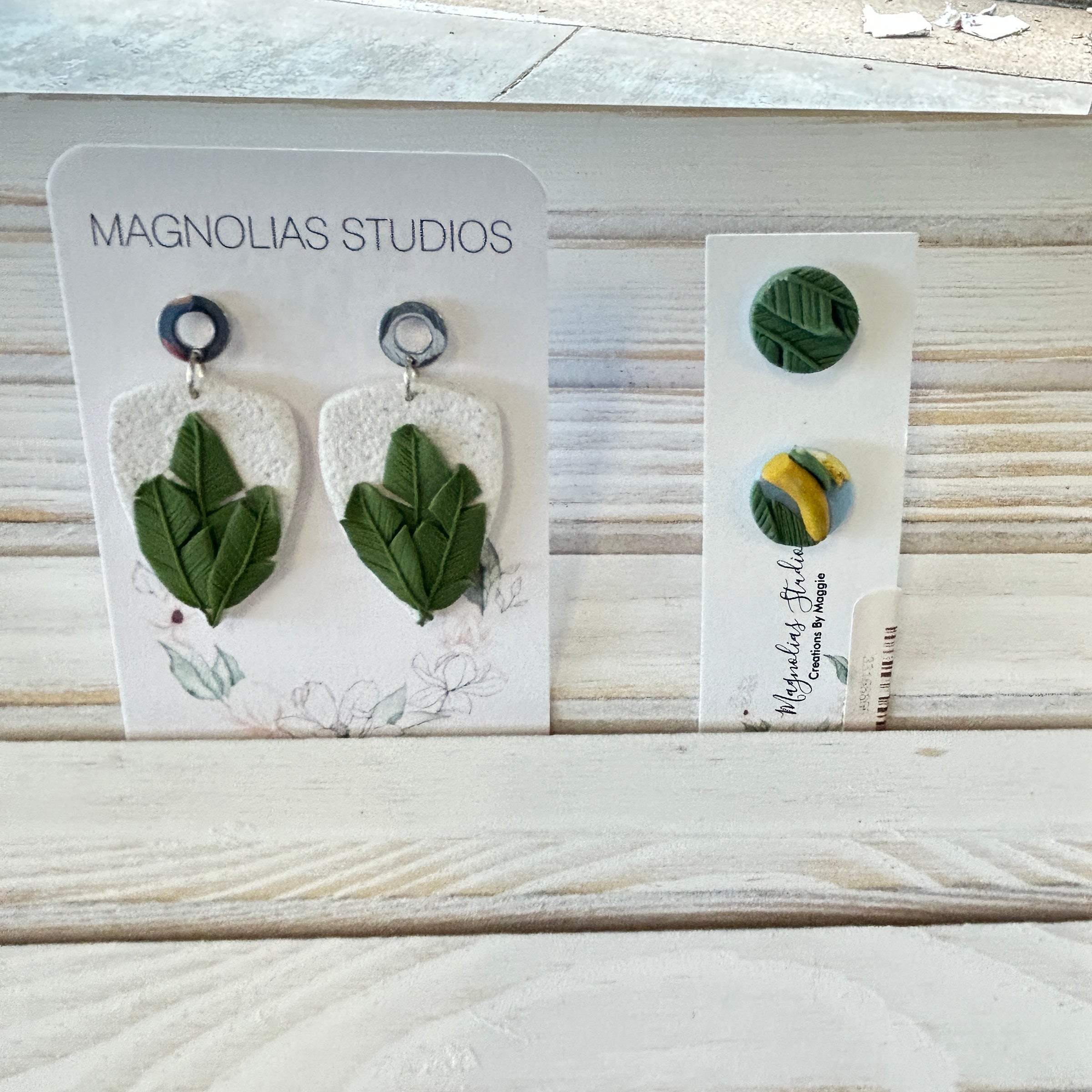 Banana & Monstera Leaf Tropical Inspired Dangle & Stud Polymer Clay Earrings
