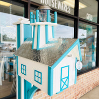 Solar Lighthouse Mailbox w/ Post Sleeve and Planter Box