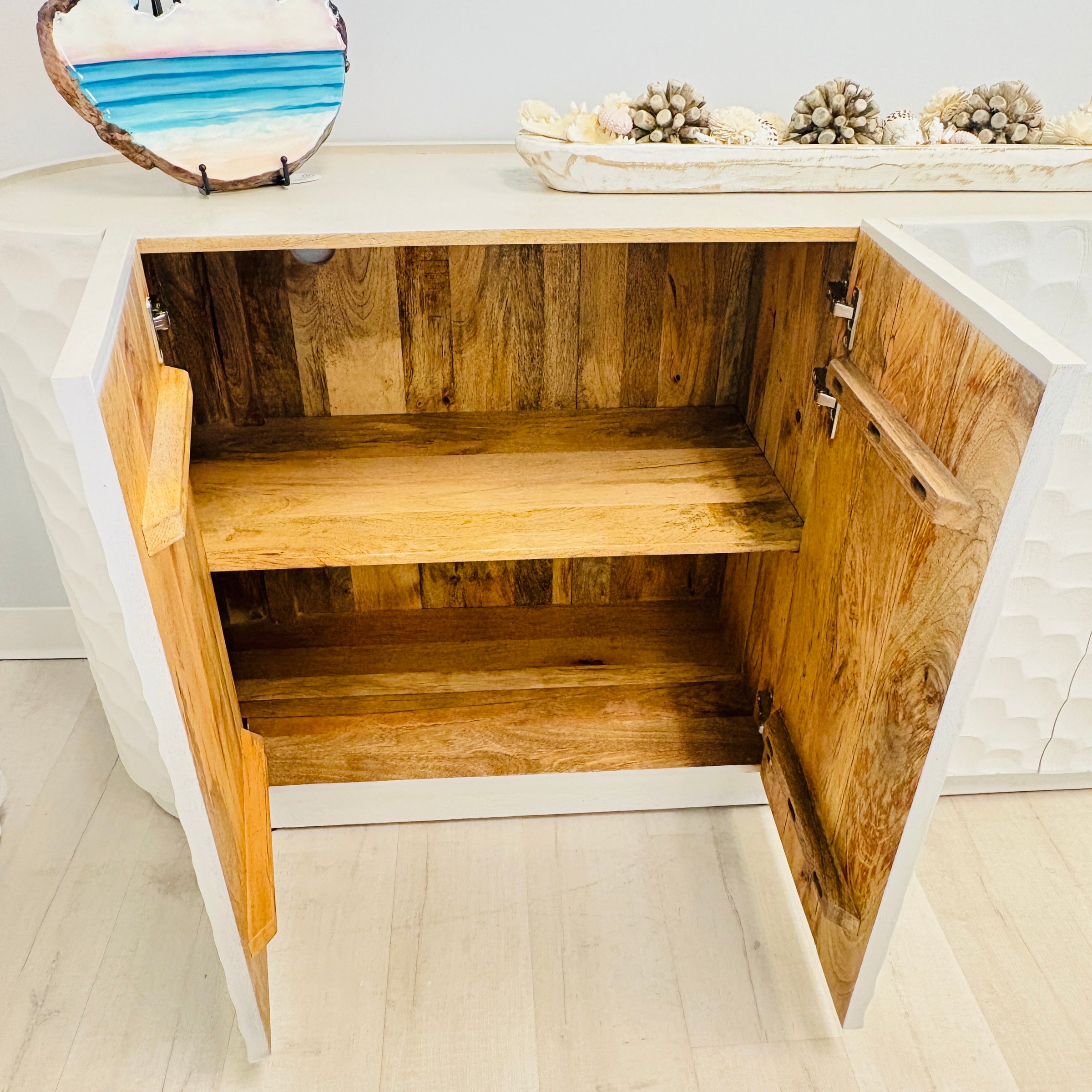 Solid Mango Wood 4 Door Cabinet