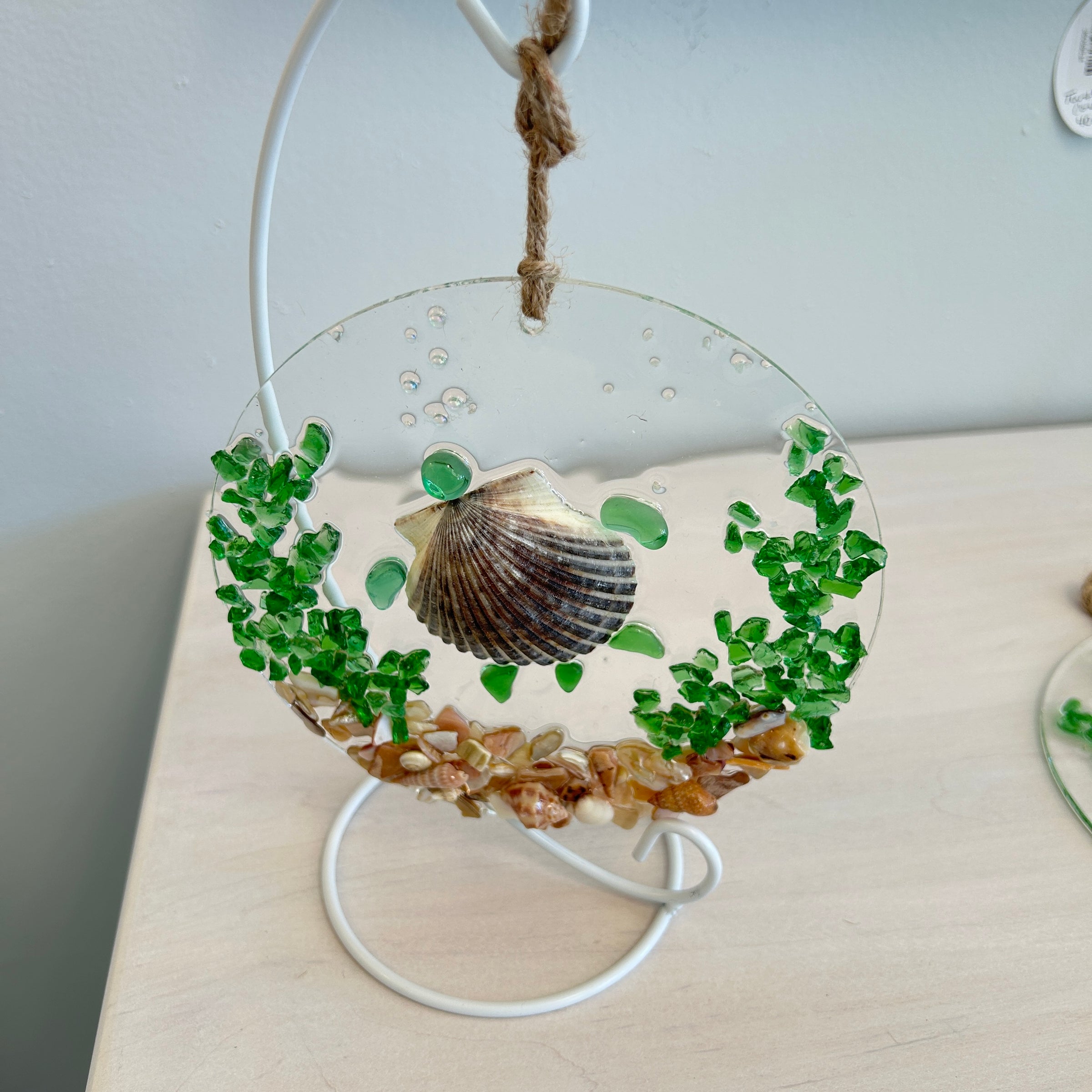 Assorted 6" Acrylic Coastal Suncatchers/Ornaments w/ Glass, Shells, Sand, & Resin