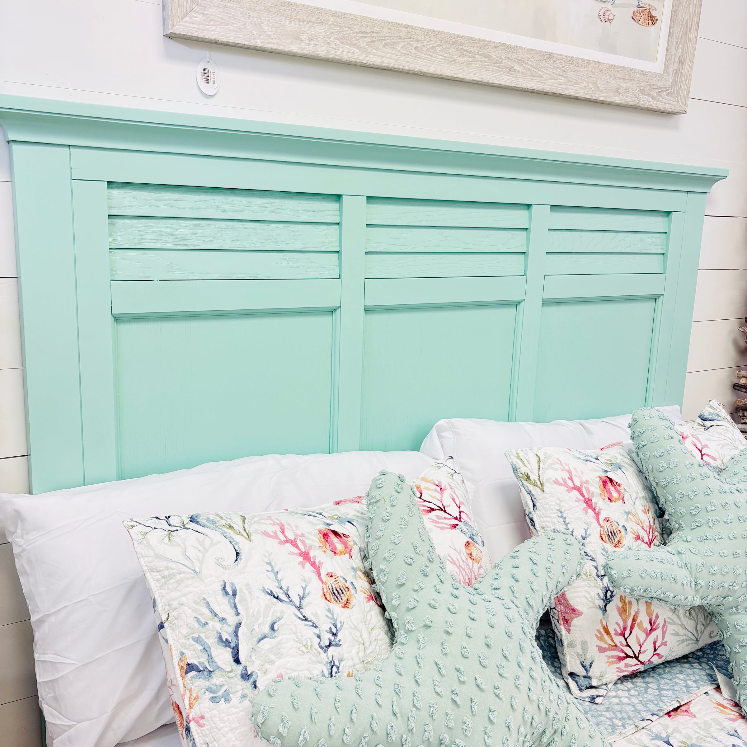 Coastal Sea Glass Headboard, Side rails, & Footboard- Queen