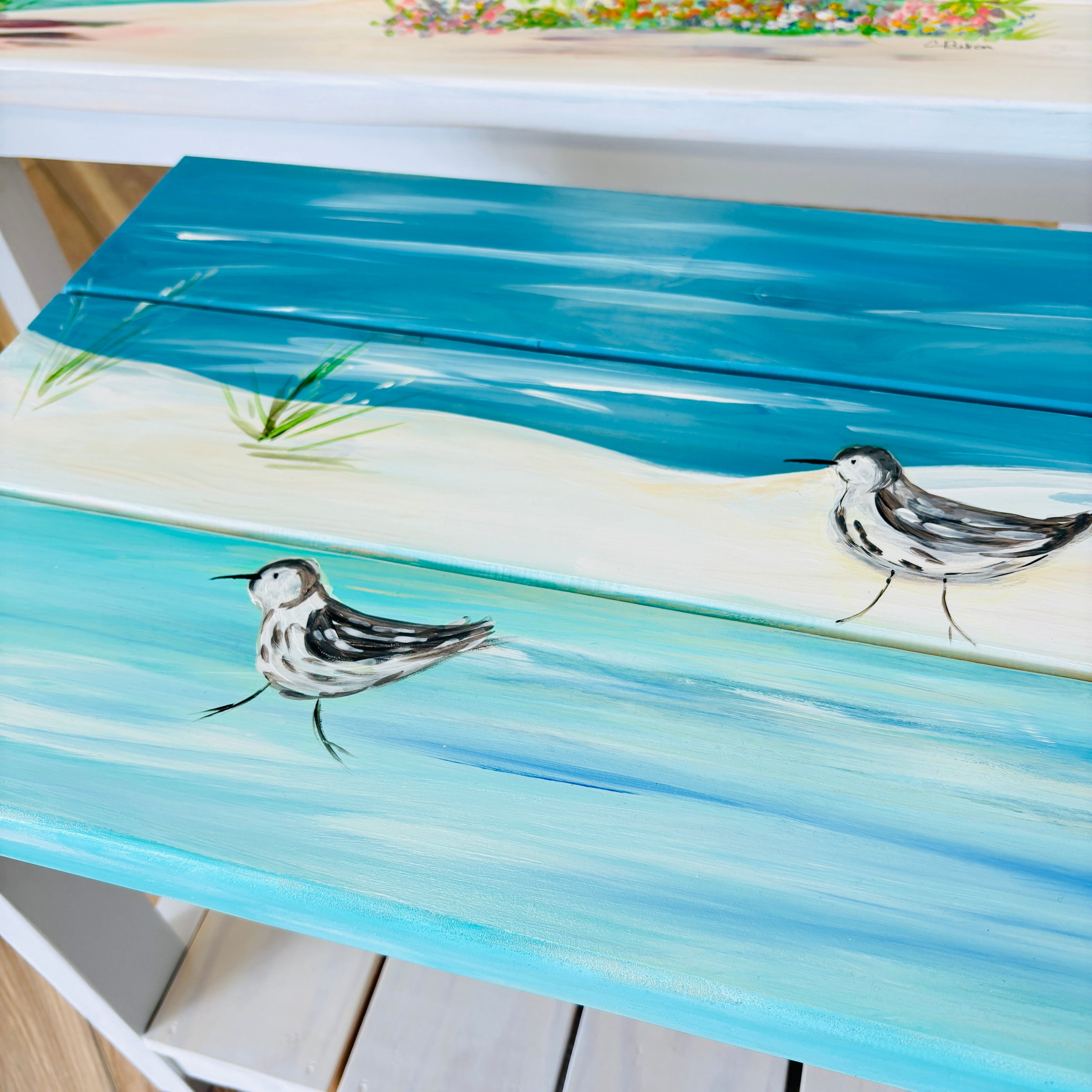 Hand Painted  Sturdy Wood Coffe Table/Bench