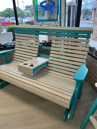 Poly Outdoor Furniture Roll Back Console Glider Sunshine & Sweet Peas Coastal Decor