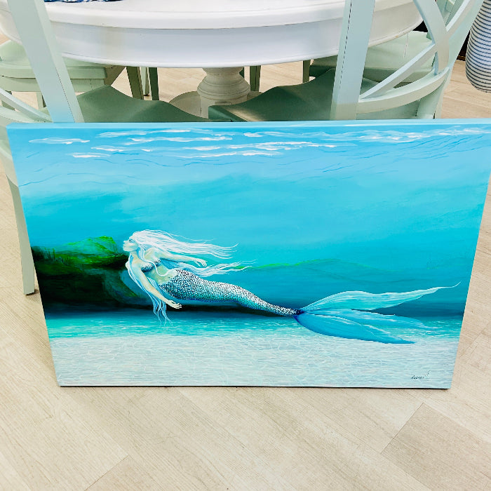 Original Mermaid Painting at the Sea Floor