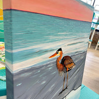 Heron and its Reflection on the Shore Original Painting