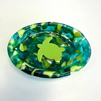 Handmade Glass Soap Dish Sunshine & Sweet Peas Coastal Decor