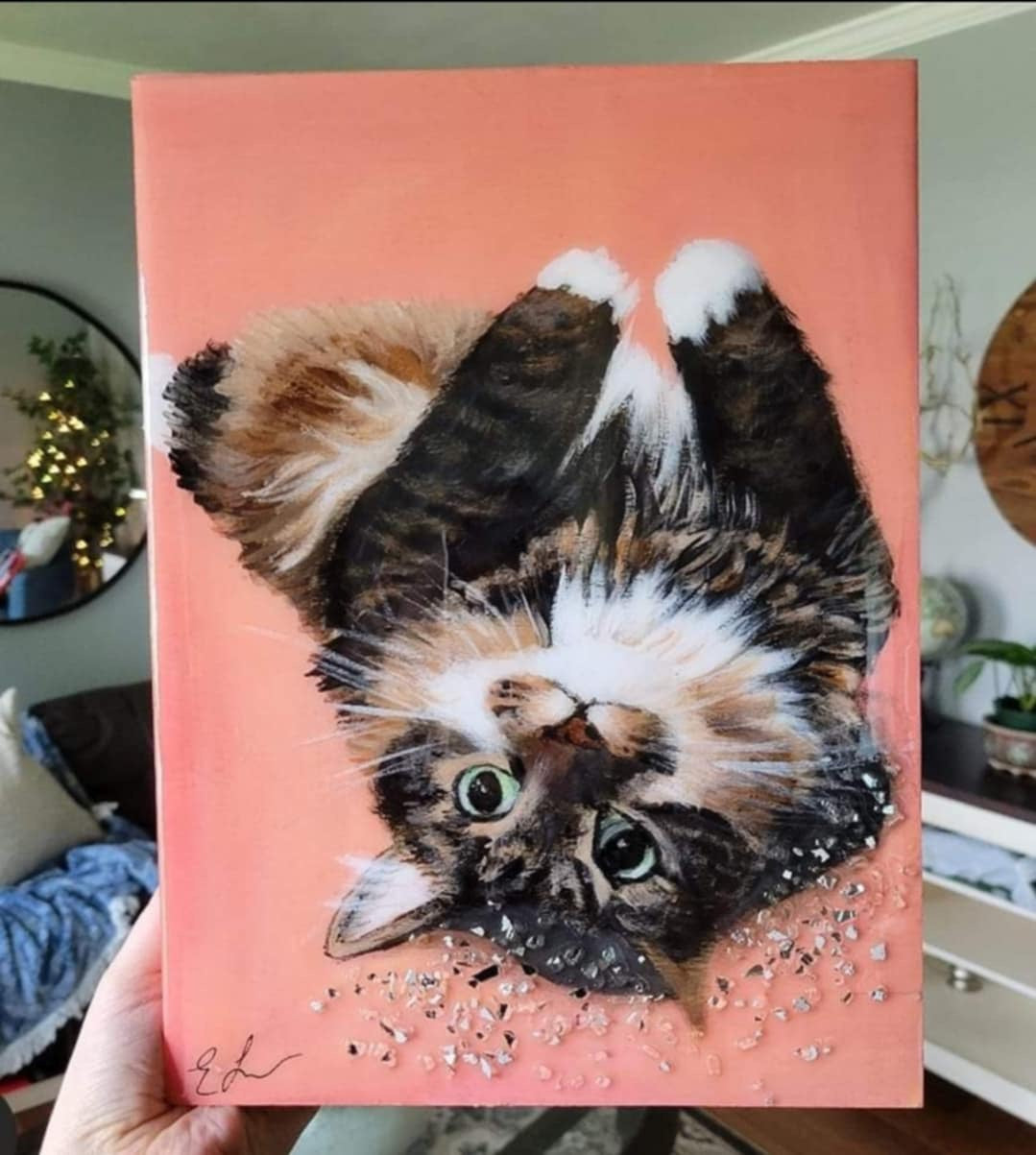Custom Pet Portraits on Canvas w/Optional Embellishments Commission