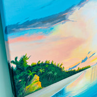 Original Tropical Shore Oasis Painting