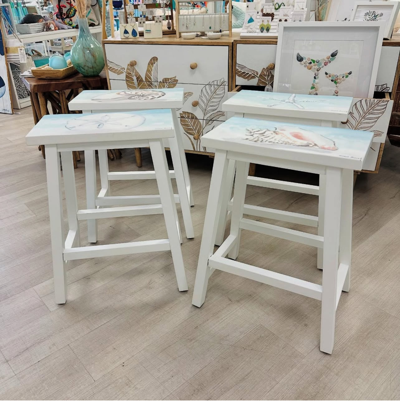 Coastal 24" Counter Stools w/ Anastasia Musick Artwork