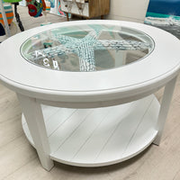 Coastal Round Tables w/ 3D Accents and Glass Tops