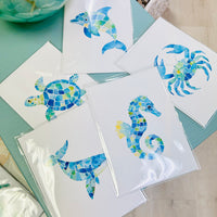 Assorted 5x7 Original Art Print Greeting Cards- Mosaic Sea Animals