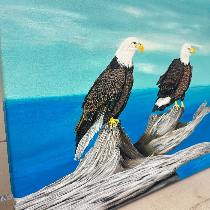 Eagle Pair at the Shore Original Painting