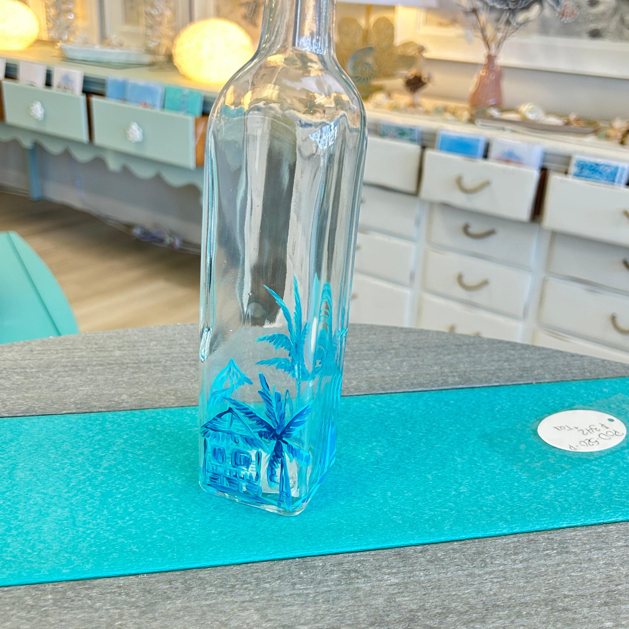 Assorted Hand Painted Glass Olive Oil Bottles