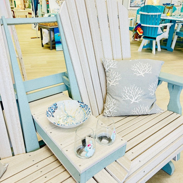 Poly Outdoor Furniture Fan Back Console Glider Sunshine & Sweet Peas Coastal Decor