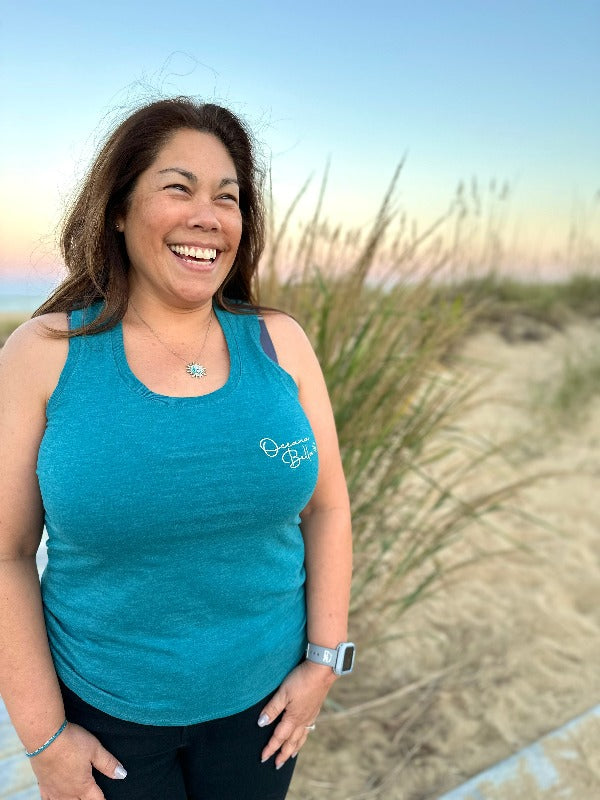 Oceana Bella Women's Racerback Fit Tank Top - Sunshine & Sweet Pea's Coastal Decor