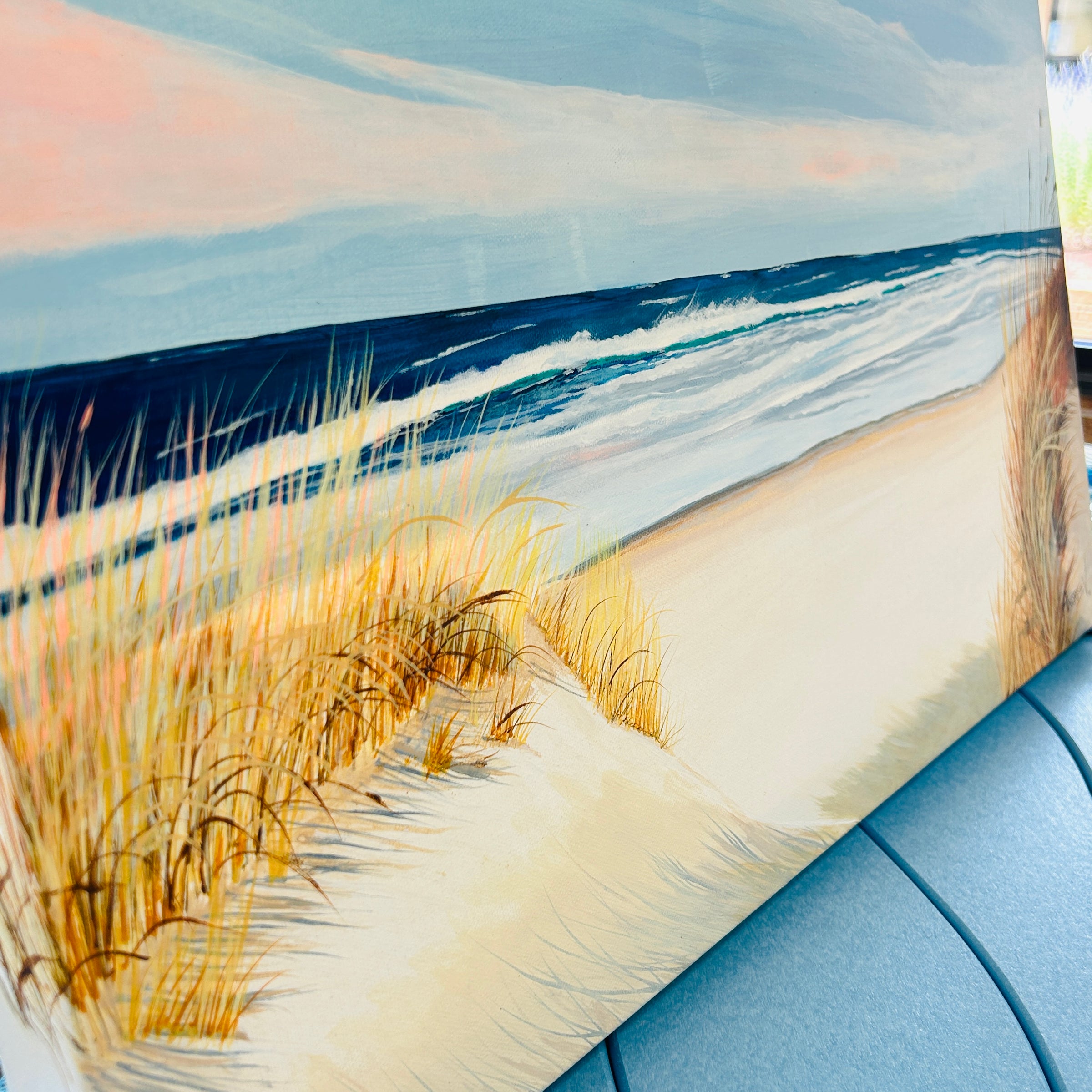 Shore with Grasses and Fence Original Artist Painting