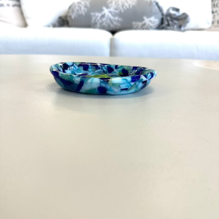 Handmade Glass Soap Dish Sunshine & Sweet Peas Coastal Decor