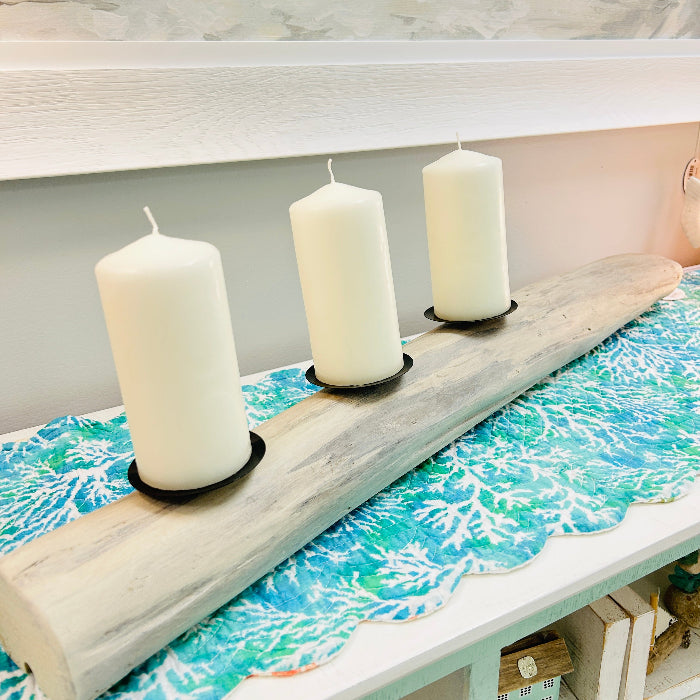 Large Driftwood Centerpiece w/ 3 Pillar Candles