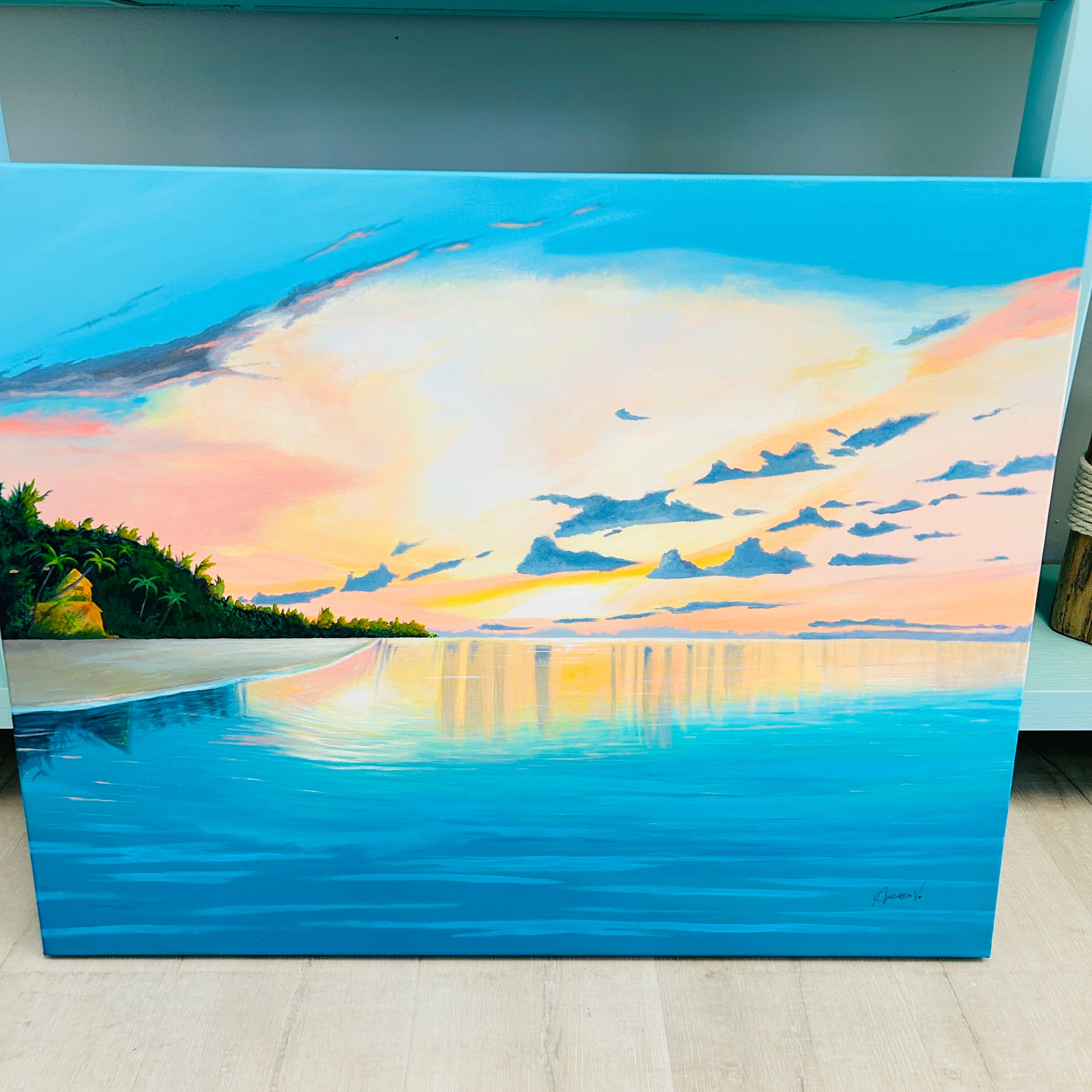 Original Tropical Shore Oasis Painting