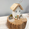 White Driftwood Cottage w/ Bench and Boat