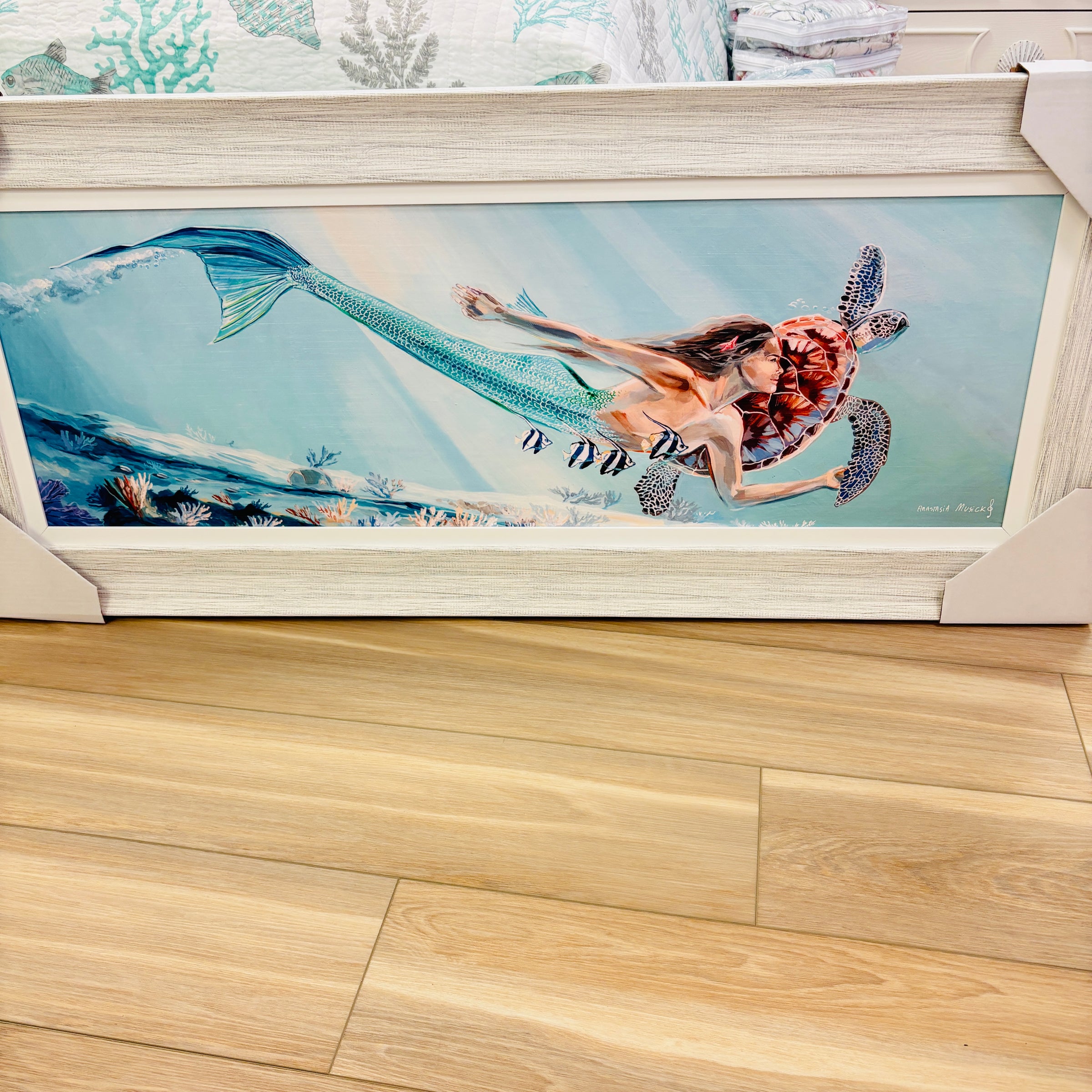 Mermaid & Sea Turtle Framed Print