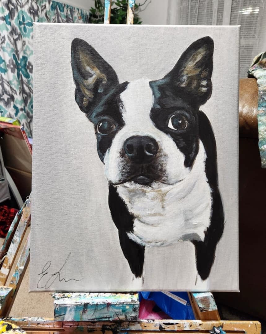 Custom Pet Portraits on Canvas w/Optional Embellishments Commission