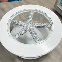 Coastal Round Tables w/ 3D Accents and Glass Tops