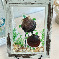 Assorted Coastal Glass Art w/ Shells, Glass, Resin, Sand- 5"x 7"