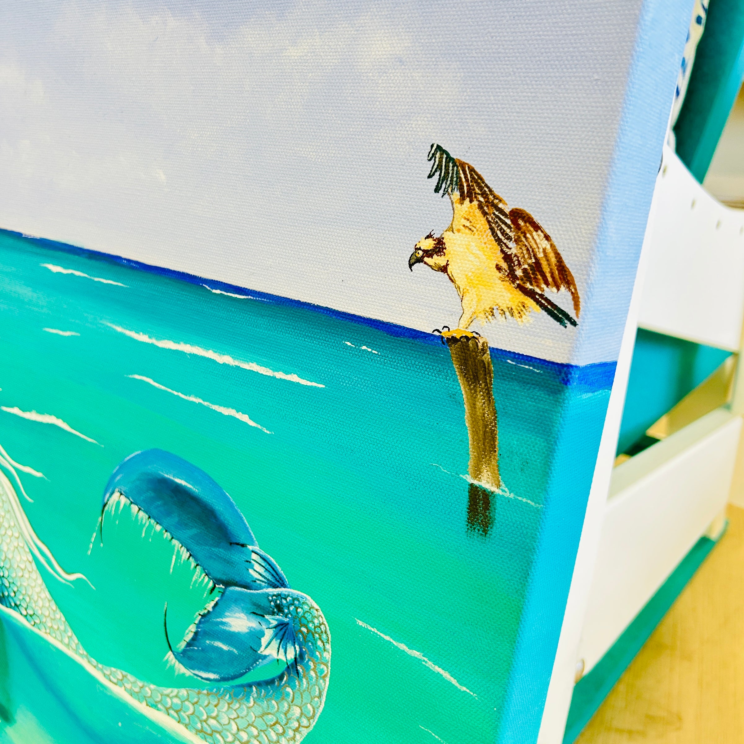 Original Mermaid Painting w/ Dolphins