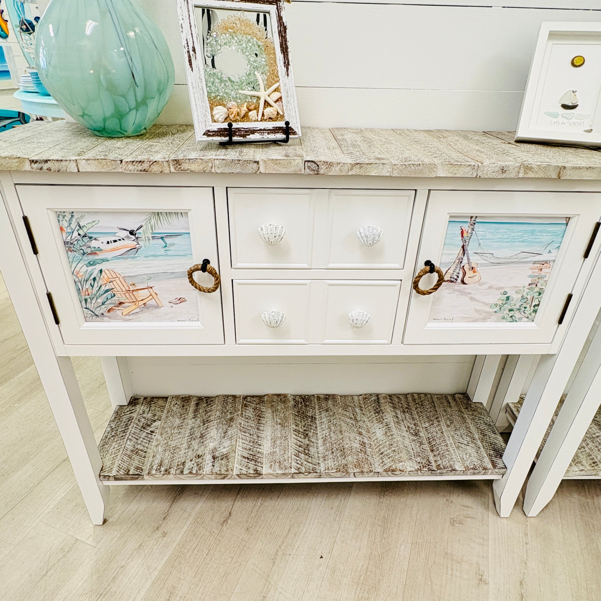 Coastal Entry Table/Cabinet w/Anastasia Musick Art