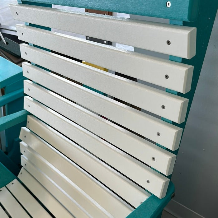 White on Aruba Blue Poly Outdoor Furniture Rollback Swivel Gliders - Sunshine & Sweet Pea's Coastal Decor