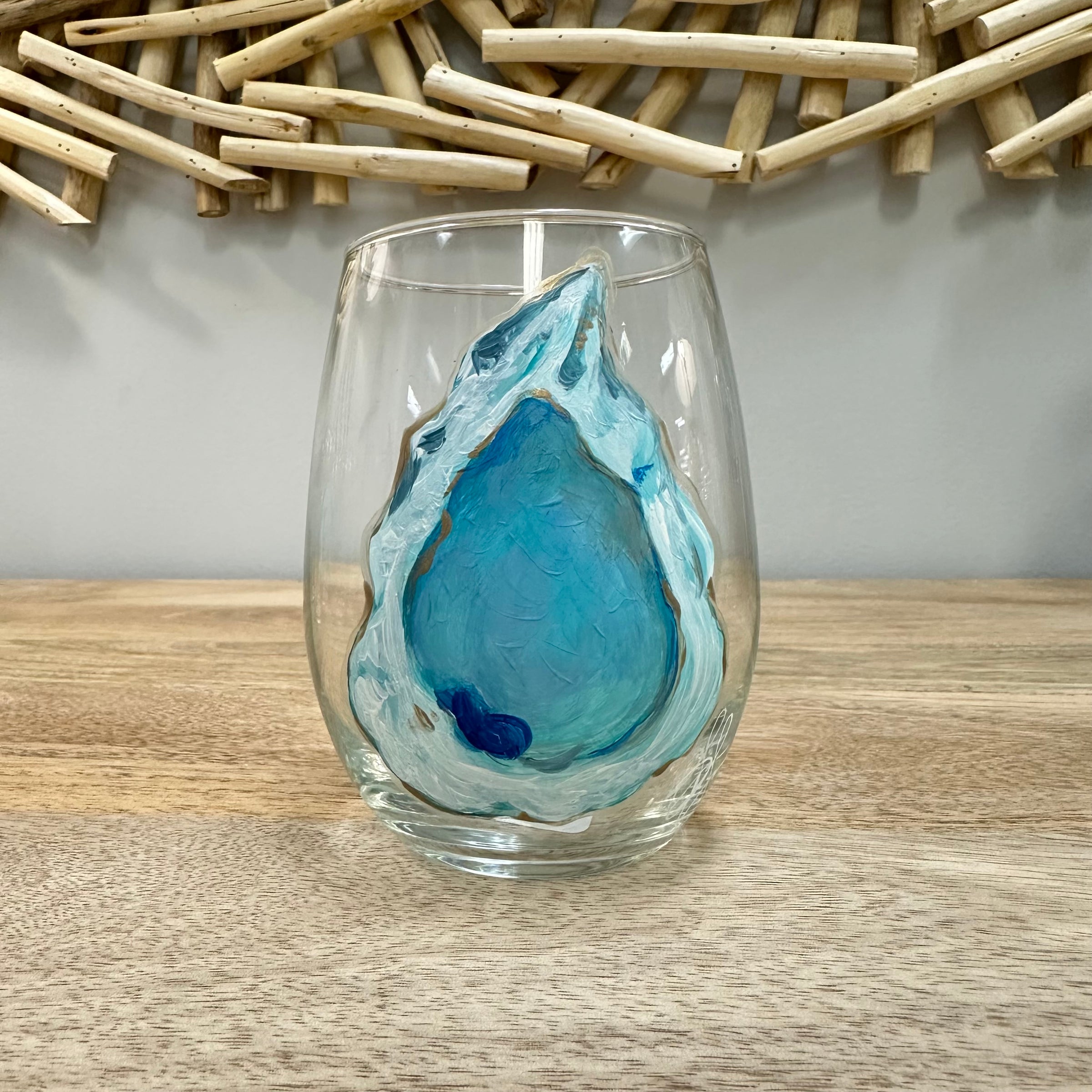 Assorted Ocean Inspired Hand Painted Stemless Wine Glasses