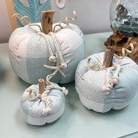 Driftwood & Fabric Pumpkin Set Sunshine & Sweet Peas Coastal Decor