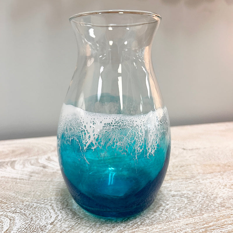 Beach Inspired Vase w/ Blue and Teal Resin