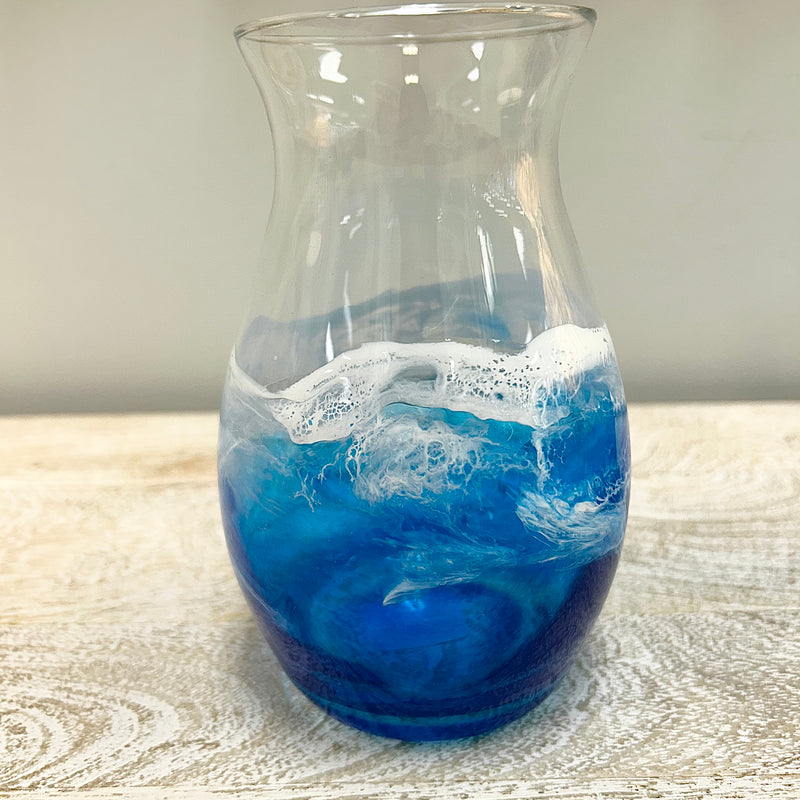 Beach Inspired Vase w/ Blue and Teal Resin
