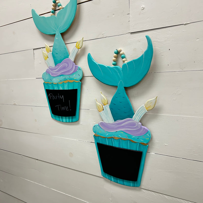 Mermaid Tail/ Cupcake Chalk Sign Door Hanger
