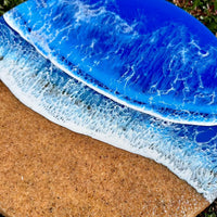 Round Beach Inspired Blue Resin & Dark Sand Coastal Scene 12" - Sunshine & Sweet Pea's Coastal Decor
