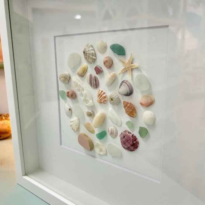 Sea Glass and Shells Shadow Box Art Sunshine & Sweet Peas Coastal Decor