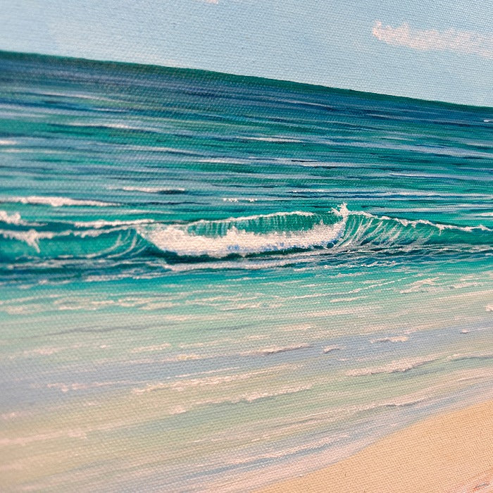 Beachscape Painting on Canvas Sunshine & Sweet Peas Coastal Decor