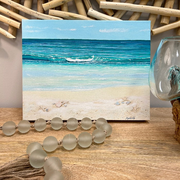 Beachscape Painting on Canvas Sunshine & Sweet Peas Coastal Decor