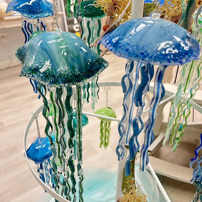 Assorted 20" Handmade Glass Jellyfish Sunshine & Sweet Peas Coastal Decor