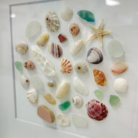 Sea Glass and Shells Shadow Box Art Sunshine & Sweet Peas Coastal Decor